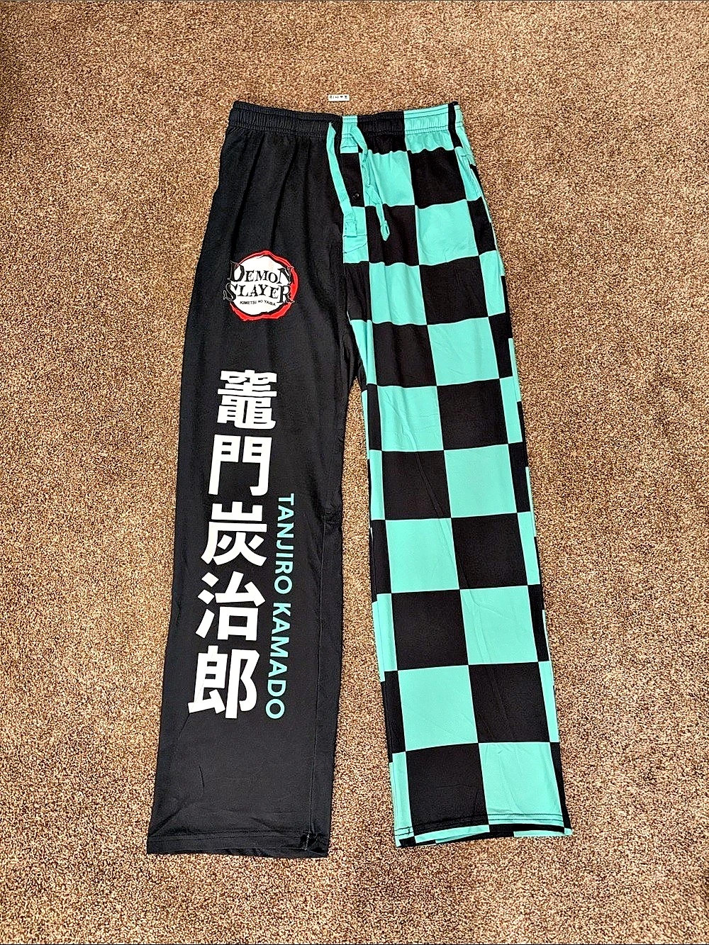 Demon Slayer Sleep Pants Checkered Lounge Pants Size Small